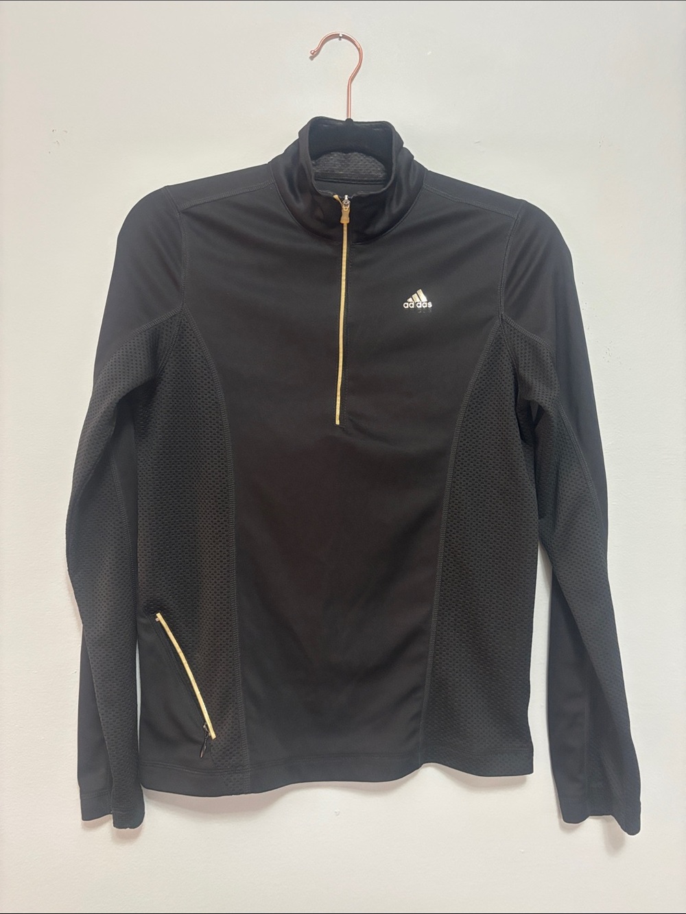 adidas Black Quarter-Zip Pullover with Gold Zippers
